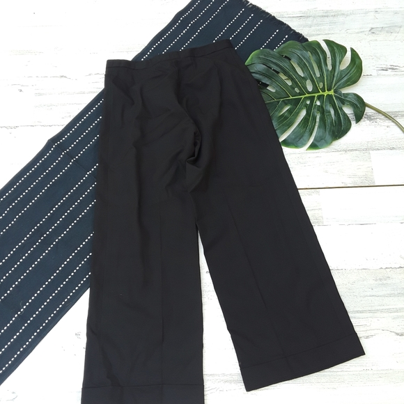 Tory Burch| Wool Wide Leg Crop Trouser Pants Black Size 2 - Picture 3 of 8